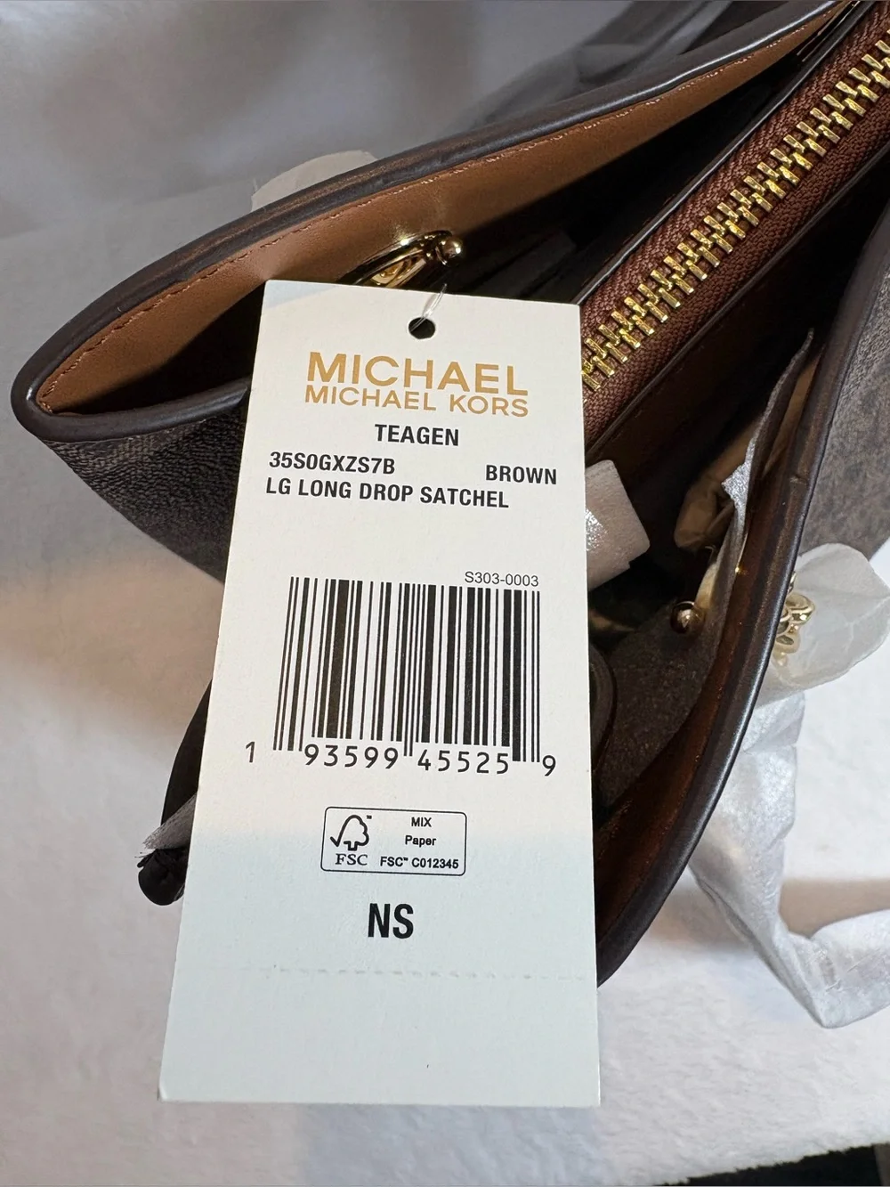 *NWT* MICHAEL KORS Teagen Large Long Drop Satchel- Brown